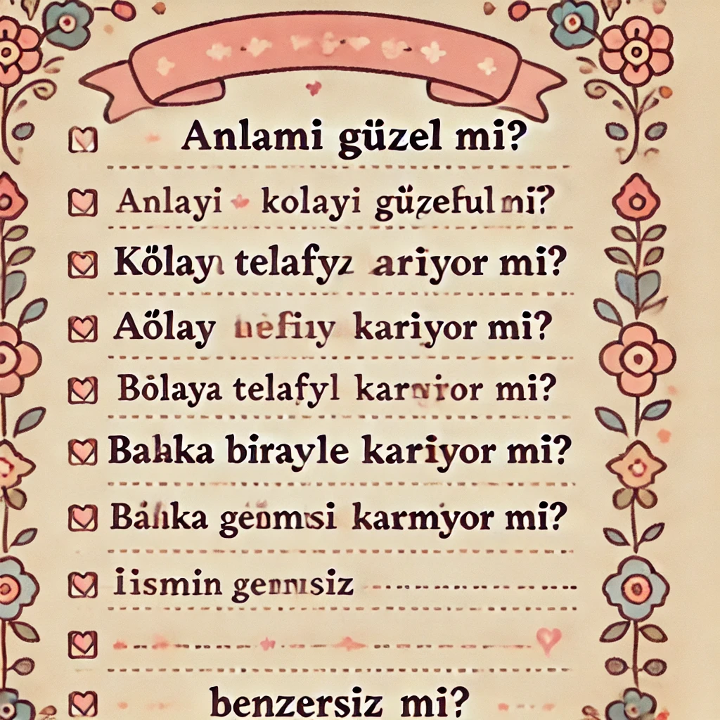 Türkçe Kız İsimleri 